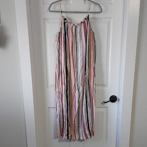 THML Vertical Striped Maxi Dress with Spaghetti Straps Sz Small Cotton-Gauze